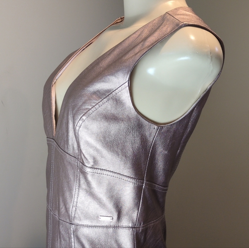 A/X Armani Exchange Metallic Pink Faux Leather Mini Dress Women's Size 2 - Picture 7 of 16